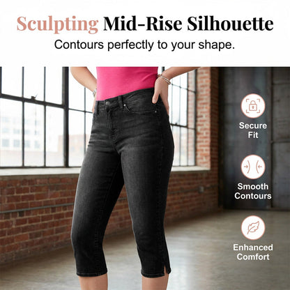 Capri-jeans i stretchdenim för dam
