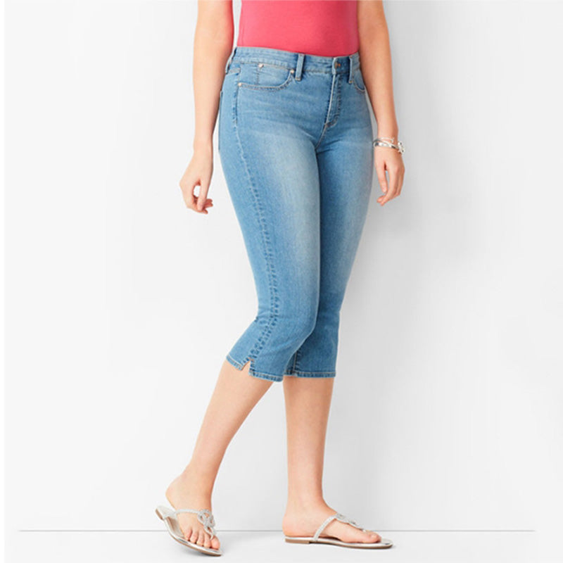 Capri-jeans i stretchdenim för dam