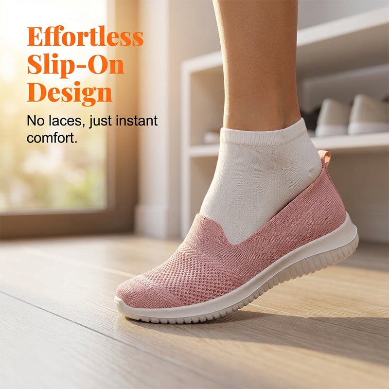 Andningsbara slip-on-promenadskor i mesh för damer