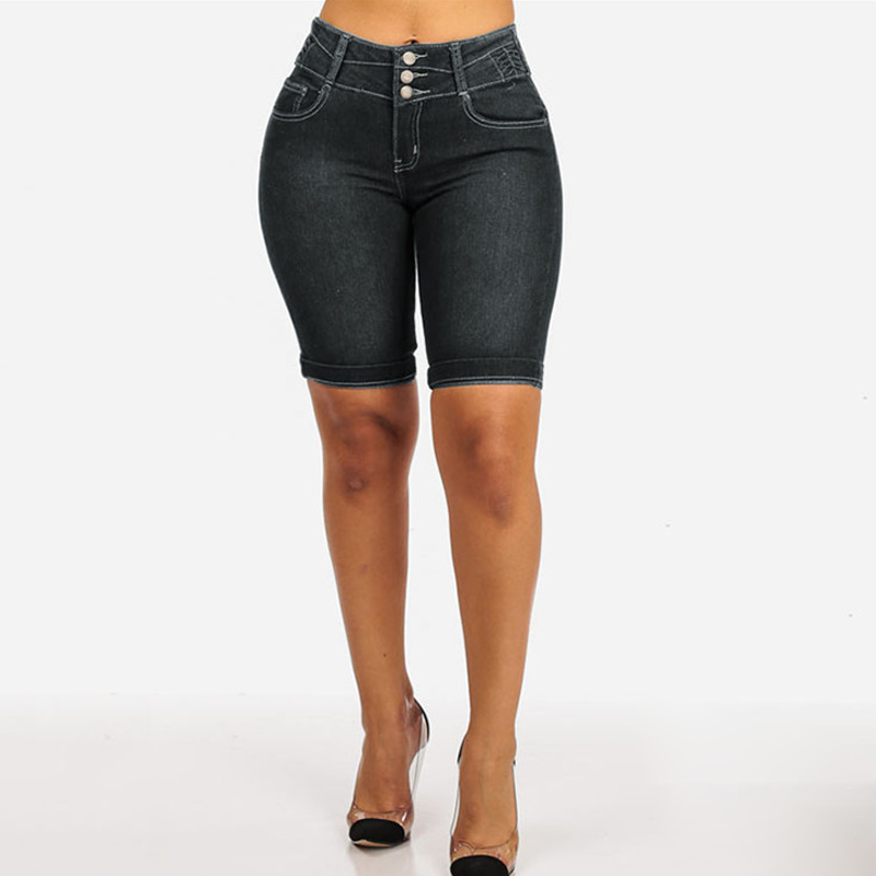 Dammodell med hög midja i stretchig denim
