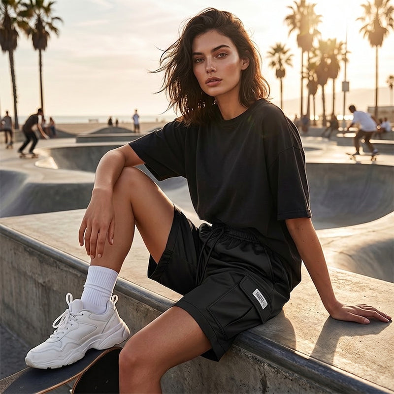 ⏰ 50 % RABATT – Endast under en begränsad tid ✨Cargoshorts för damer med elastisk midja 👖 Lediga, bekväma och med dragsko