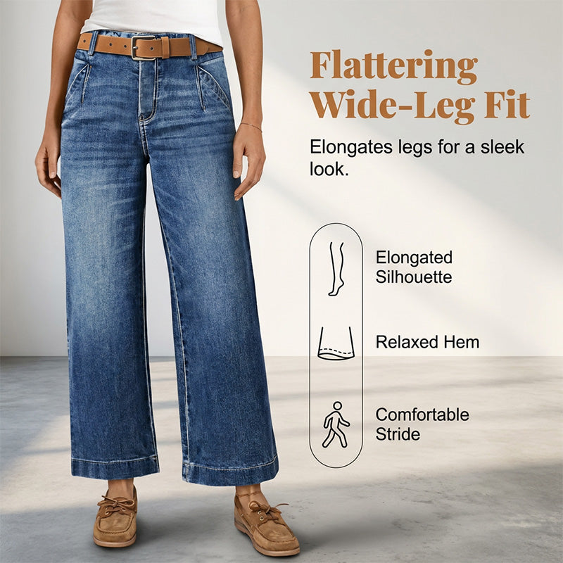 👖✨ Höga midjan raka jeans för kvinnor
