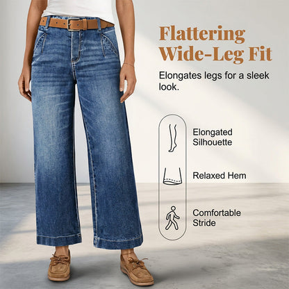 👖✨ Höga midjan raka jeans för kvinnor