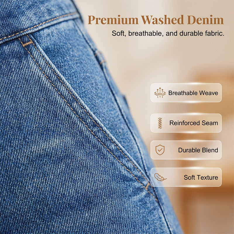 👖✨ Höga midjan raka jeans för kvinnor