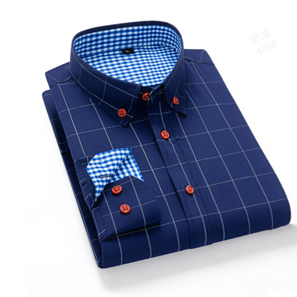 🔥 50% RABATT 👕 Herrskjorta i modern passform med rutmönster ✨ Stilren komfort för både vardag och helg
