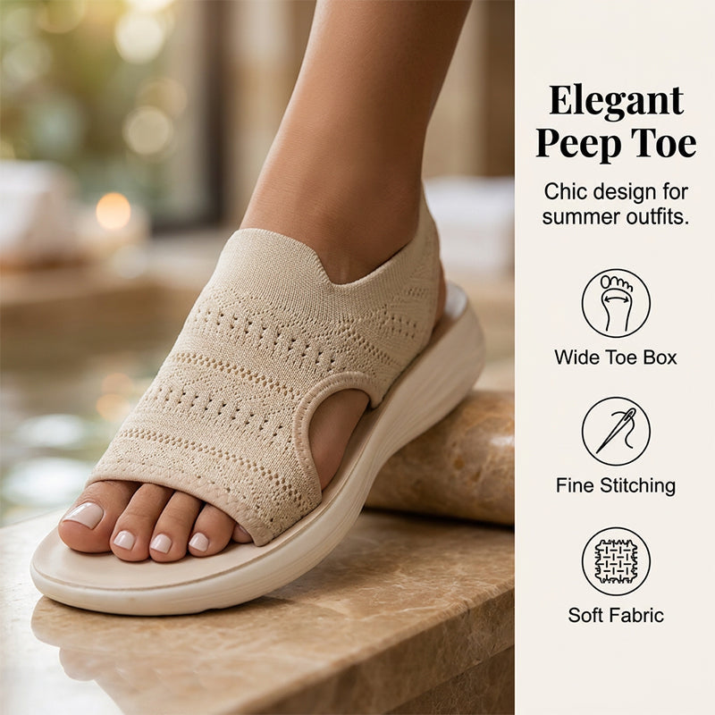 👡🌬️ Andningsbara stickade plattformssandaler med hälrem
