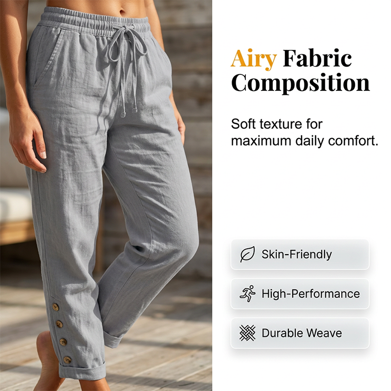 🔥 50% RABATT 👖 Dambyxor med dragsko i midjan & knappar vid anklarna ✨ Lätt, stilren & perfekt för avslappnad vardag 🌿