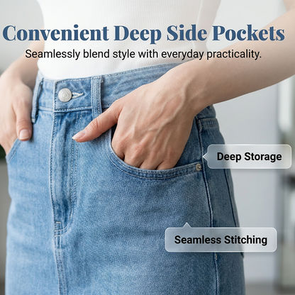 Bodycon-kjol i denim för damer med spetskant