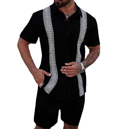 2-delat set med skjorta och shorts för män