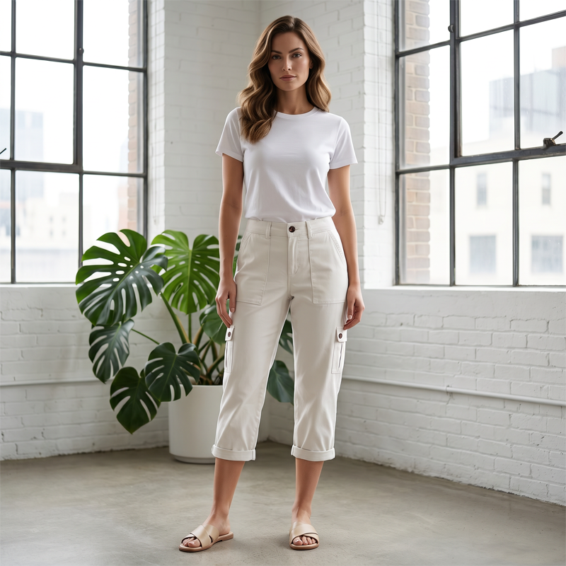 👖 50 % RABATT NU! 🛍️ Casual cargobyxor i capri-längd för dam – praktiska fickor, bekväm passform, mångsidig stil 🌟