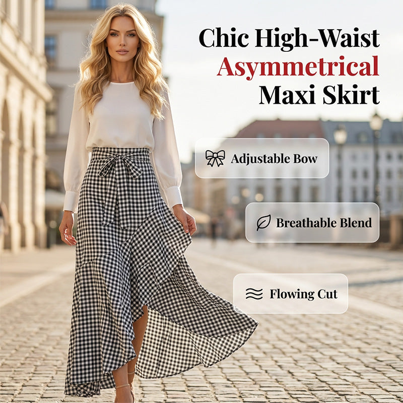 Maxikjol med hög midja och asymmetriska volanger för dam