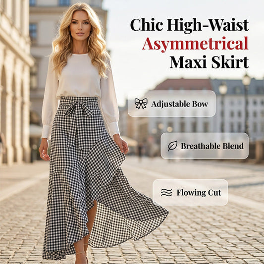Maxikjol med hög midja och asymmetriska volanger för dam