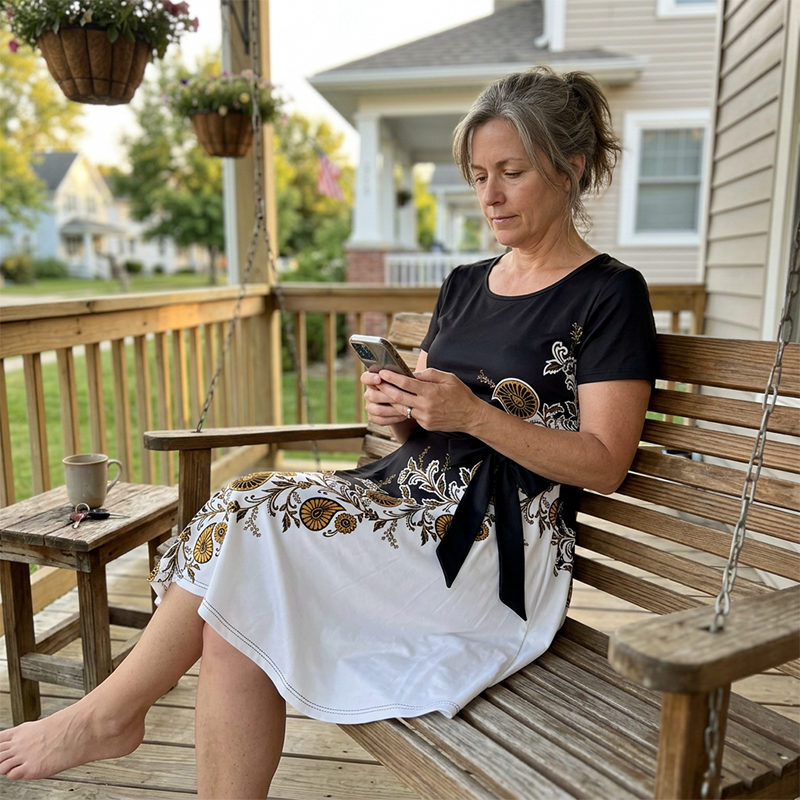 👗🌸 Elegant A-linje blommig polyesterklänning