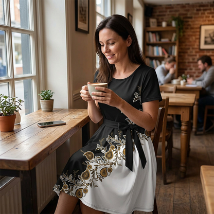 👗🌸 Elegant A-linje blommig polyesterklänning
