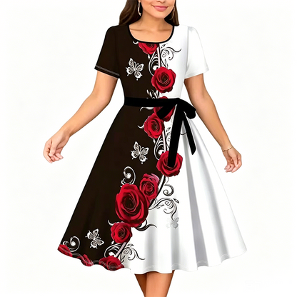 👗🌸 Elegant A-linje blommig polyesterklänning