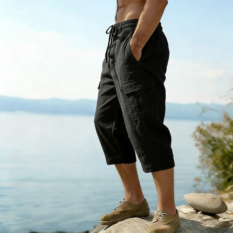 🔥🎁Nyhet 50 % RABATT🔥👖Cargobyxor i linneblandning för herr🌬️ Lätta, andningsbara och utformade för komfort