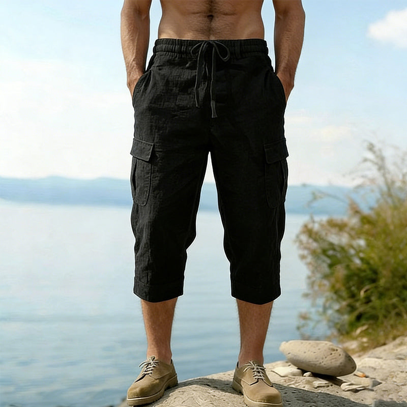 🔥🎁Nyhet 50 % RABATT🔥👖Cargobyxor i linneblandning för herr🌬️ Lätta, andningsbara och utformade för komfort
