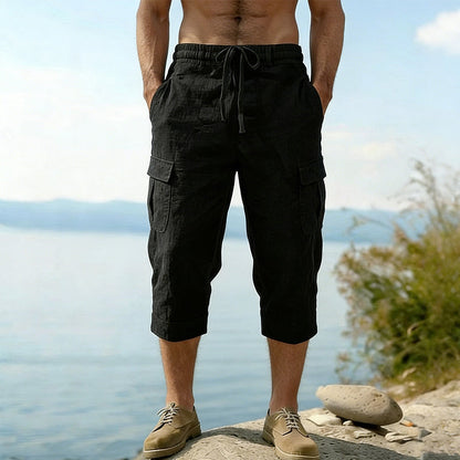 🔥🎁Nyhet 50 % RABATT🔥👖Cargobyxor i linneblandning för herr🌬️ Lätta, andningsbara och utformade för komfort