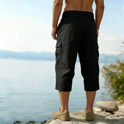 👖Cargobyxor i linneblandning för herr🌬️ Lätta, andningsbara och utformade för komfort