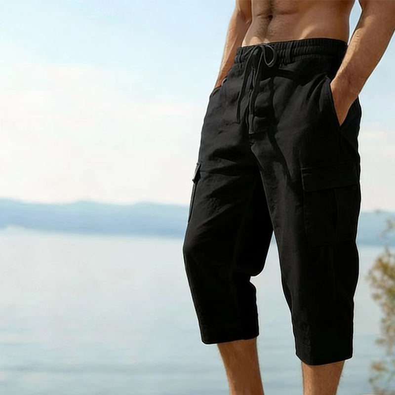 👖Cargobyxor i linneblandning för herr🌬️ Lätta, andningsbara och utformade för komfort