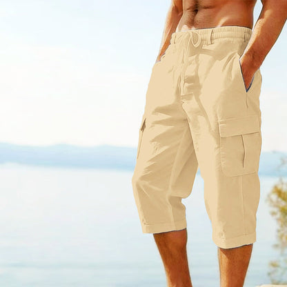 👖Cargobyxor i linneblandning för herr🌬️ Lätta, andningsbara och utformade för komfort