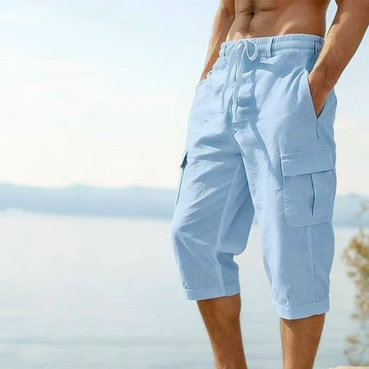 🔥🎁Nyhet 50 % RABATT🔥👖Cargobyxor i linneblandning för herr🌬️ Lätta, andningsbara och utformade för komfort