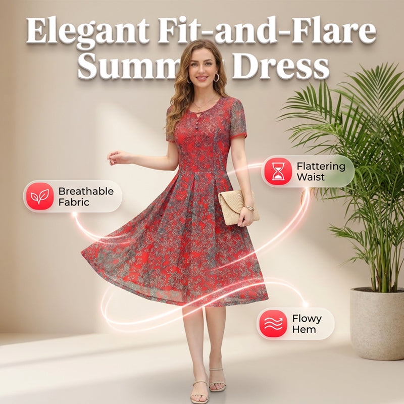 👗🌸 Elegant blommig fit-and-flare sommarklänning