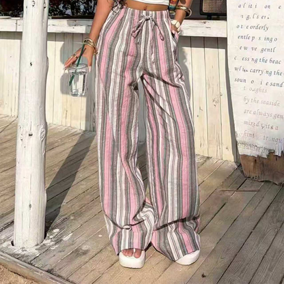 👖 Avslappnade randiga loungebyxor med dragsko