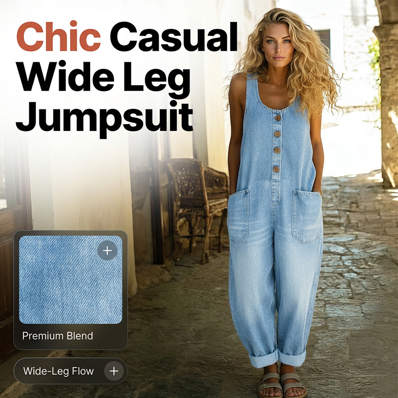 Ärmlös jumpsuit med vida ben för dam