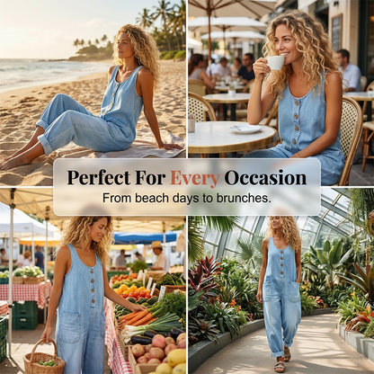Ärmlös jumpsuit med vida ben för dam