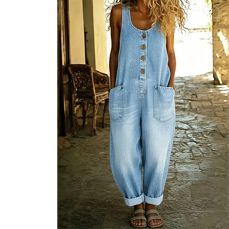 Ärmlös jumpsuit med vida ben för dam