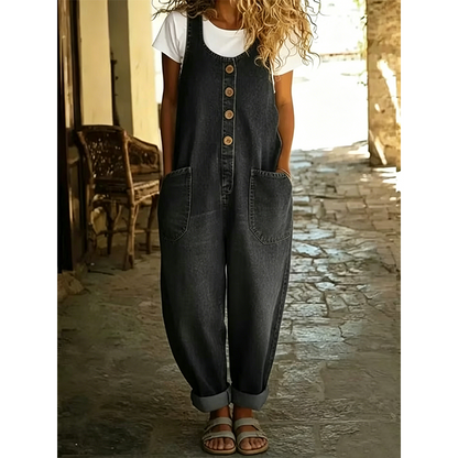 Ärmlös jumpsuit med vida ben för dam