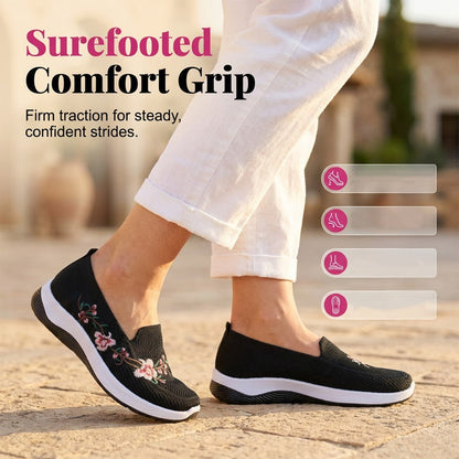 👟🌸 Blommiga mesh slip-on skor