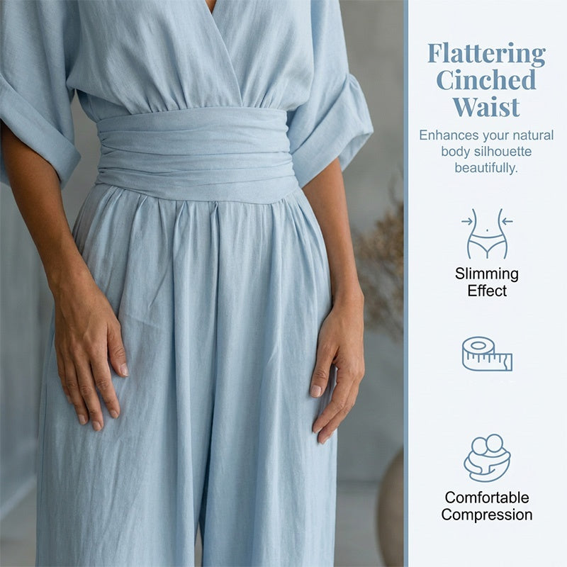 🔥 50% RABATT 👗 Elegant dam-jumpsuit med V-ringning ✨ hög midja & vida ben – smickrande, luftig & perfekt för sommarstil 🌿
