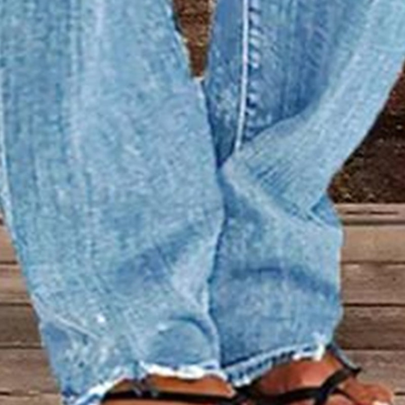 👖 50 % RABATT NU! 🔥 Slim fit-jeans med utsvängda ben i sliten stil för dam – Stretchig denim och vintage-look – Slitna detaljer, smickrande passform – perfekta för avslappnade dagar eller en tuff streetstyle ✨