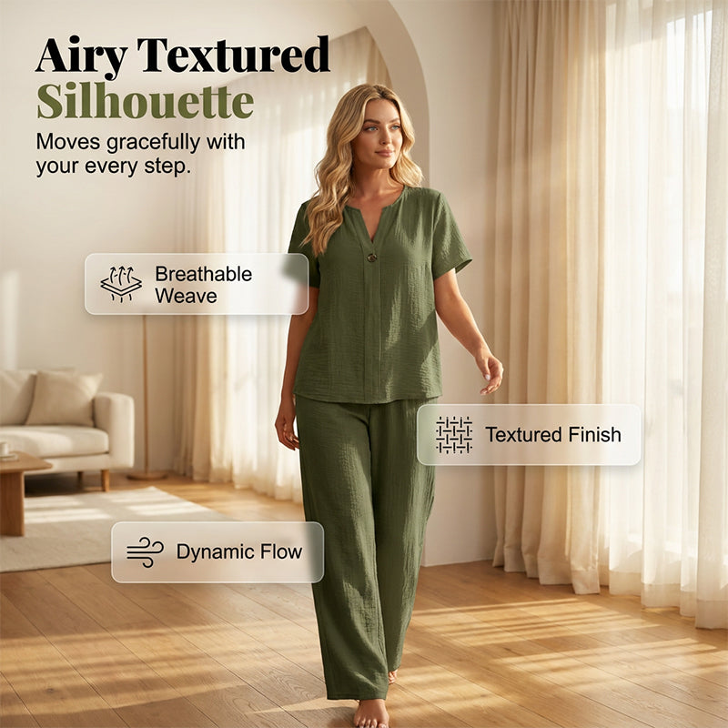 👕Nytt set för våren och sommaren i stora storlekar: en ledig långärmad damtröja och lösa byxor, ✨Perfekt för semestern och vardagen