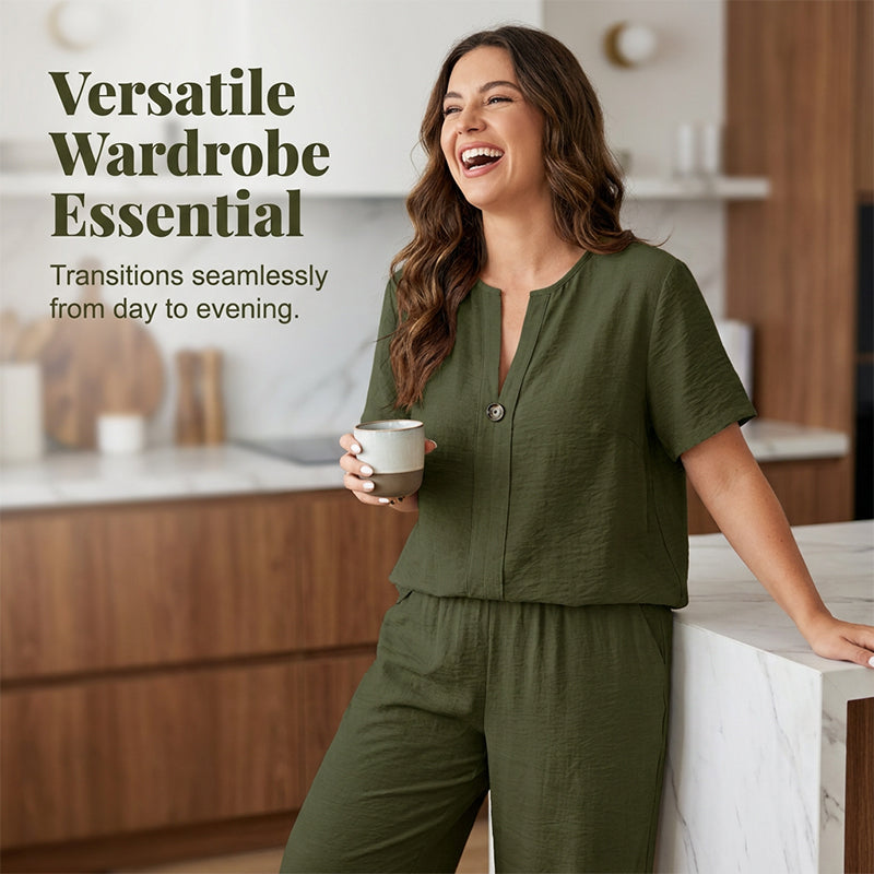 👕Nytt set för våren och sommaren i stora storlekar: en ledig långärmad damtröja och lösa byxor, ✨Perfekt för semestern och vardagen