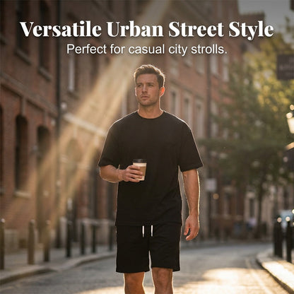 ✨Nyhet – Herr Bokstavs-T-shirt & Shorts med Dragsnitt