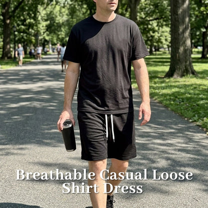✨Nyhet – Herr Bokstavs-T-shirt & Shorts med Dragsnitt
