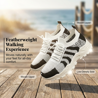 Andningsbara, lediga stickade sneakers för damer