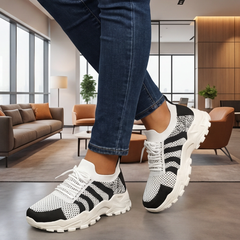 Andningsbara, lediga stickade sneakers för damer