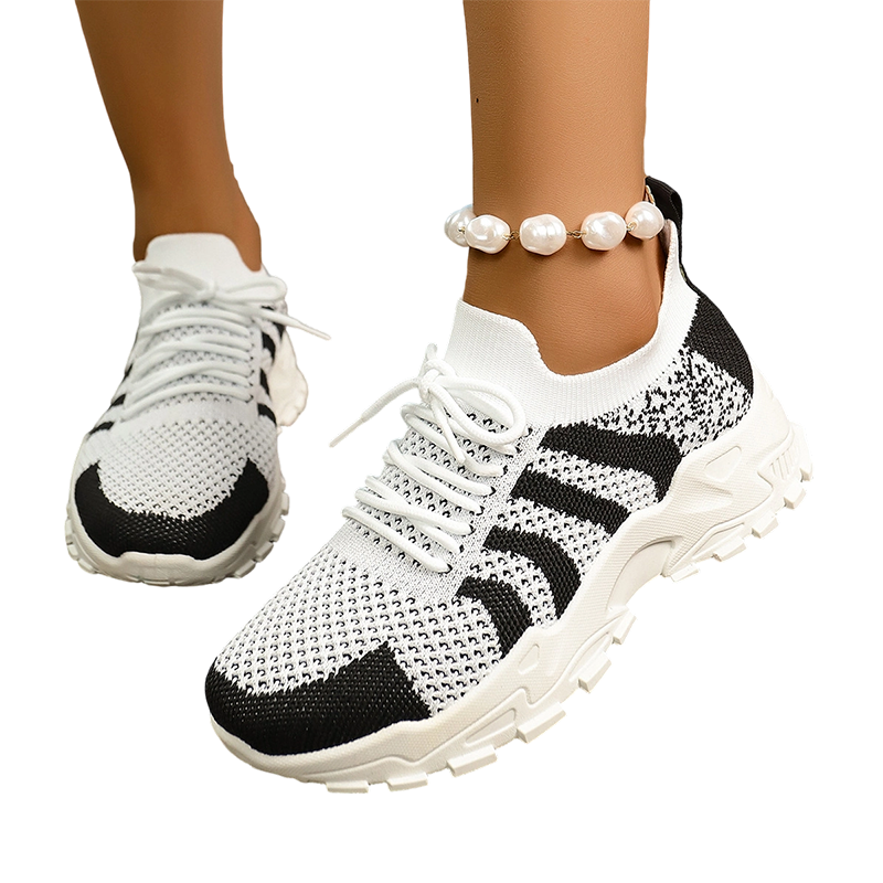 Andningsbara, lediga stickade sneakers för damer