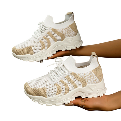 Andningsbara, lediga stickade sneakers för damer