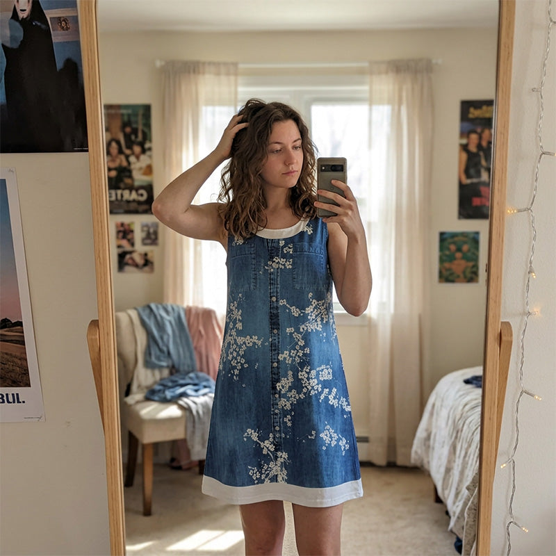 🔥 50% RABATT 👗 Klänning i tvådelat utförande med denimtryck (imitation) ✨ Trendig lager-på-lager-look med elegant passform & bekväm känsla hela dagen 💙