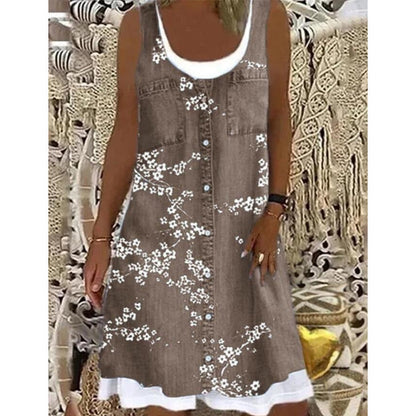 🔥 50% RABATT 👗 Klänning i tvådelat utförande med denimtryck (imitation) ✨ Trendig lager-på-lager-look med elegant passform & bekväm känsla hela dagen 💙