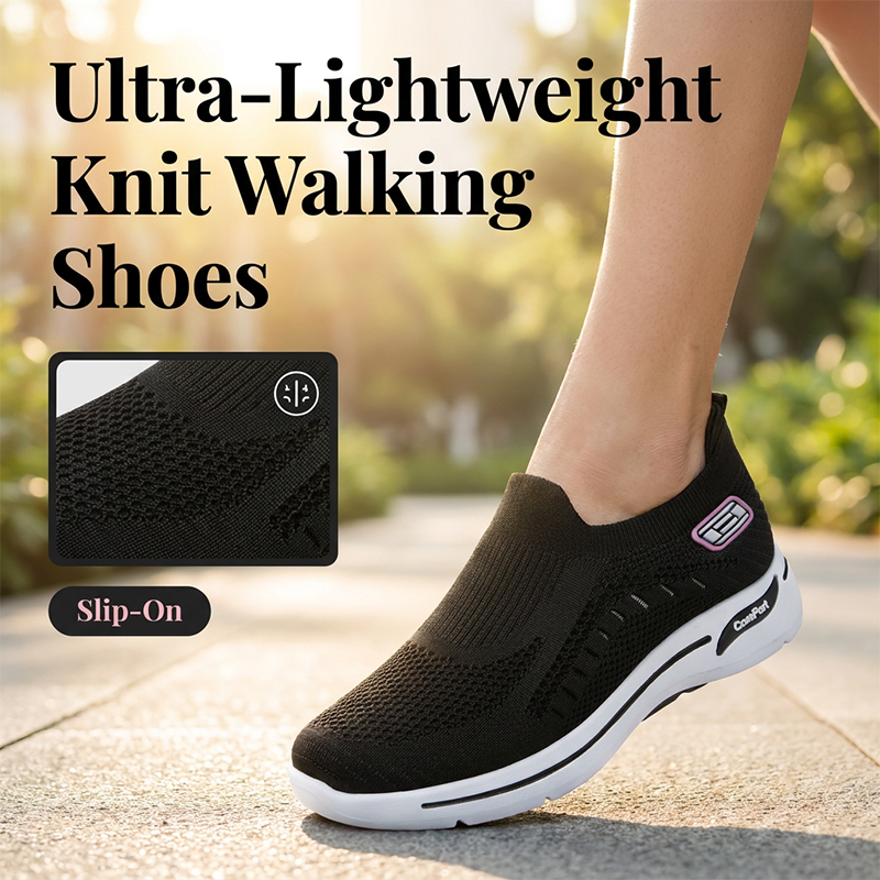 👟🌬️ Andningsbara stickade slip-on promenadskor