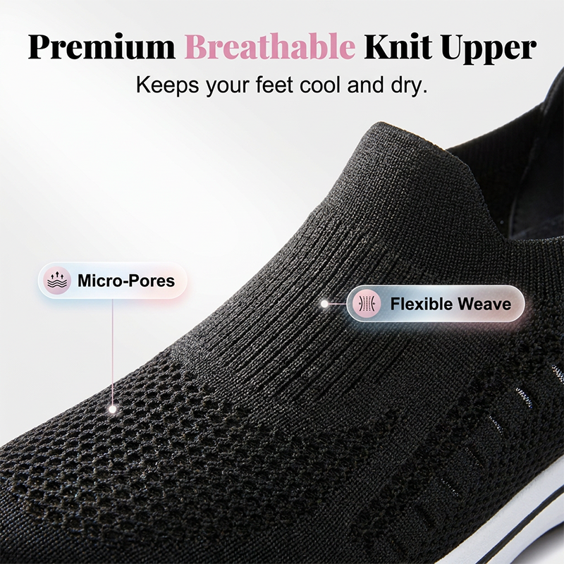 👟🌬️ Andningsbara stickade slip-on promenadskor