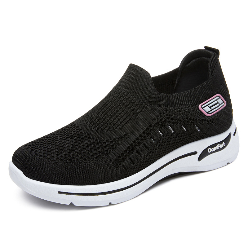 👟🌬️ Andningsbara stickade slip-on promenadskor