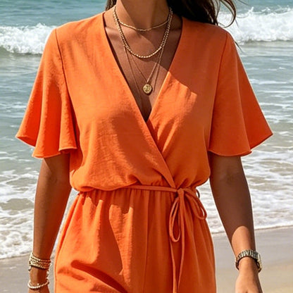 🔥 50% RABATT ☀️ Damjumpsuit med dragsko i midjan 👗 Lätt, luftig & perfekt för varma sommardagar ✨