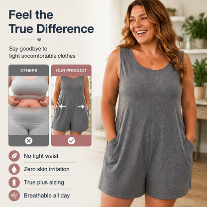 👗 TIDBEGRÄNSAD 50% RABATT! 💥 Ärmlös jumpsuit i plusstorlek med fickor för dam – Böljande, bekväm, mångsidig ✨